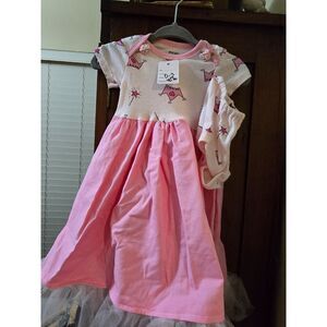 Upcycled One Piece 0-3 MS  Dress w Matching Bloomers and Ruffles Pink Princess